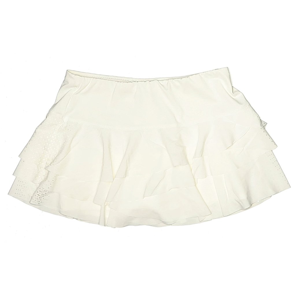 Lucky In Love White Skirt Laser Cut Sides Tiered Tennis Skort Sz Small